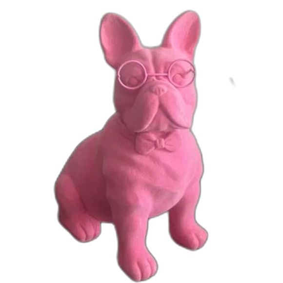 Valentine’s Flocked French 8" Bulldog Figurine In Pink 2024-Spritz Tabletop NEW - Picture 9 of 16